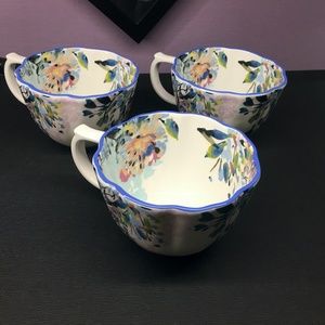 (Set of 3) Anthropologie Gardenshire Mugs Tea Cups